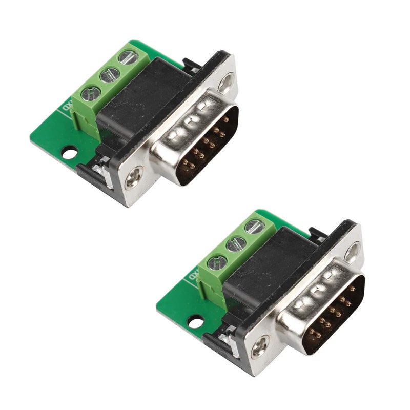 Futheda 2PCS D-sub DB9 Interface Breakout Board Connector 9 Pin 2 Row Male RS-232 Serial Port Solderless Terminal Block Adapter - Image 1